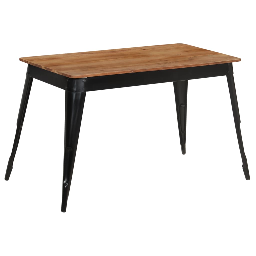 Tavolo da Pranzo in Massello d'Acacia e Acciaio 120x60x76 cm - homemem39