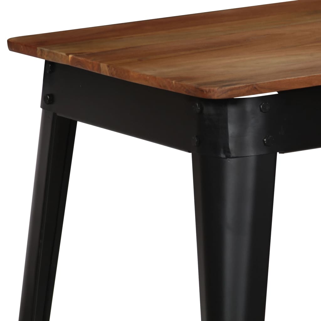Tavolo da Pranzo in Massello d'Acacia e Acciaio 120x60x76 cm - homemem39