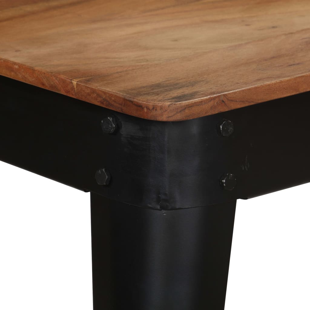 Tavolo da Pranzo in Massello d'Acacia e Acciaio 120x60x76 cm - homemem39