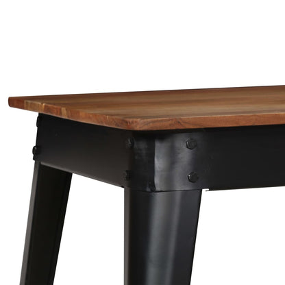 Tavolo da Pranzo in Massello d'Acacia e Acciaio 120x60x76 cm - homemem39