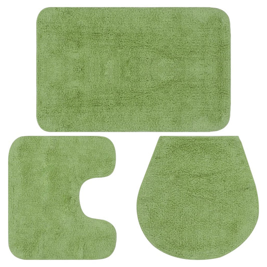 Set Tappetini per Bagno 3 pz in Tessuto Verde - homemem39