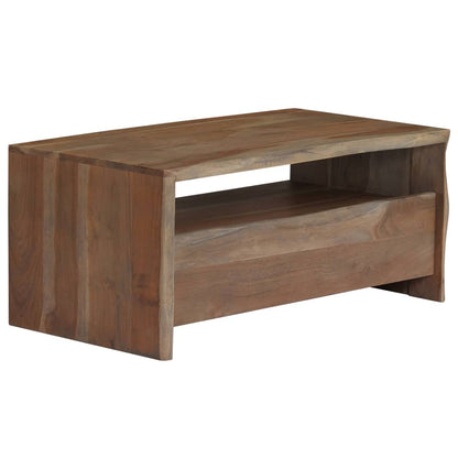 Tavolino da Caffè in Legno Massello di Acacia 90x50x40cm Grigio - homemem39