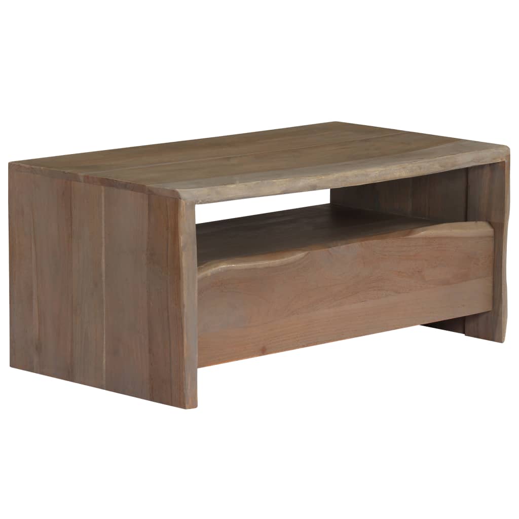 Tavolino da Caffè in Legno Massello di Acacia 90x50x40cm Grigio - homemem39