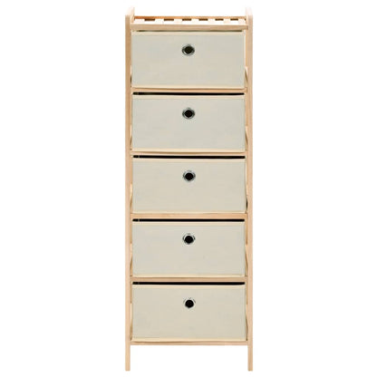 Armadietto in Cedro con 5 Cesti in Tessuto Beige - homemem39