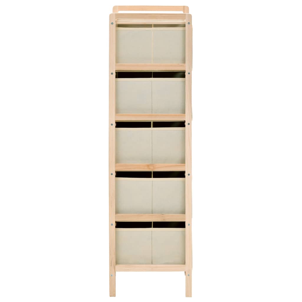 Armadietto in Cedro con 5 Cesti in Tessuto Beige - homemem39
