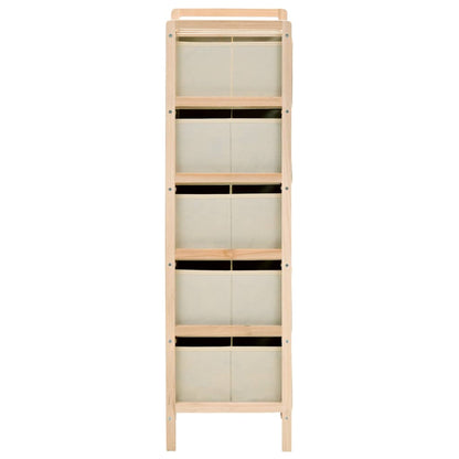 Armadietto in Cedro con 5 Cesti in Tessuto Beige - homemem39