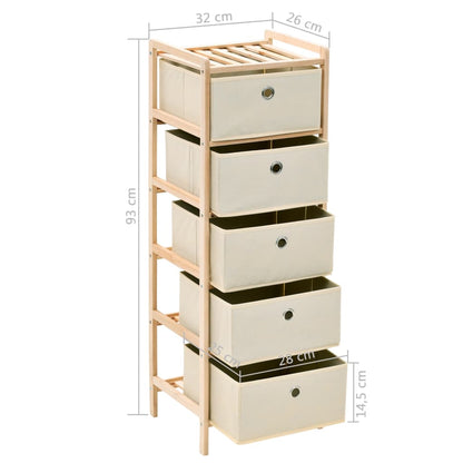Armadietto in Cedro con 5 Cesti in Tessuto Beige - homemem39