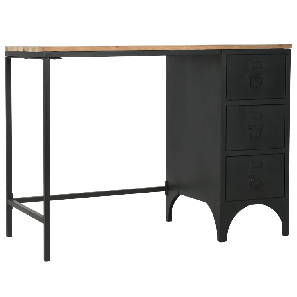 Scrivania Base Singola Legno di Abete e Acciaio 100x50x76 cm - homemem39