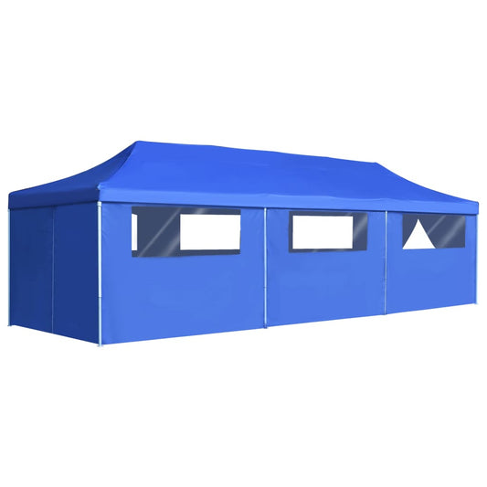 Tenda Pieghevole Pop-Up con 8 Pareti Laterali 3x9 m Blu - homemem39