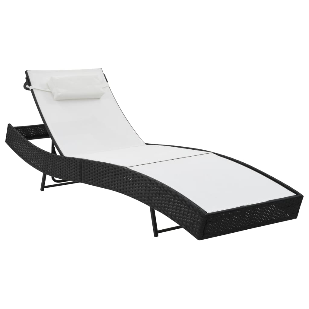 Lettini Prendisole 2 pz e Tavolo in Polyrattan e Textilene Nero - homemem39