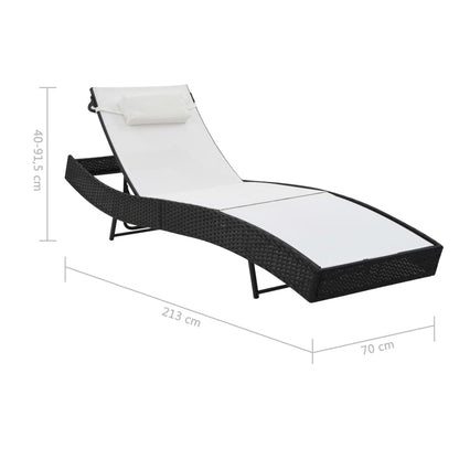 Lettini Prendisole 2 pz e Tavolo in Polyrattan e Textilene Nero - homemem39