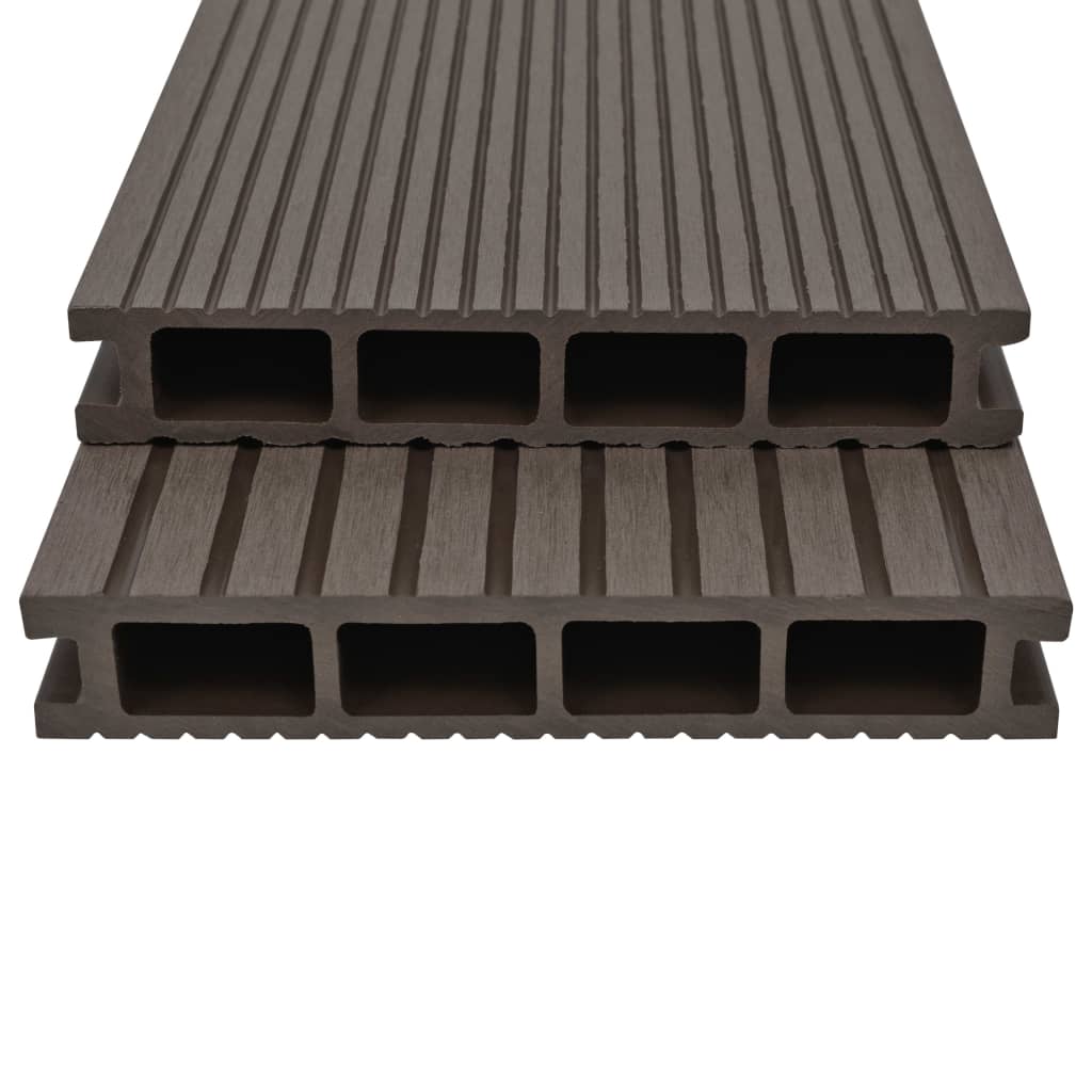 Pavimento Esterni in WPC Cavo Accessori 16m² 2,2m Marrone Scuro - homemem39