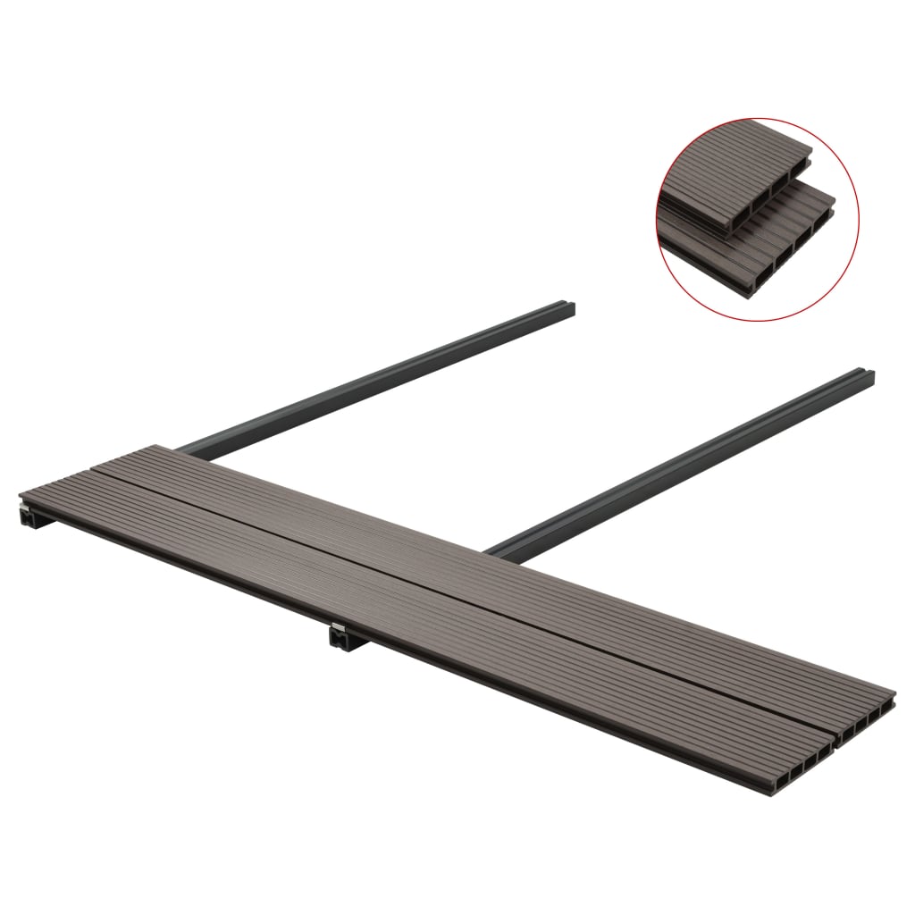 Pavimento Esterni in WPC Cavo Accessori 16m² 2,2m Marrone Scuro - homemem39