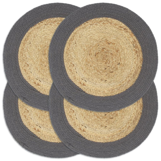 Tovagliette 4 pz Naturale e Antracite 38 cm in Juta e Cotone - homemem39