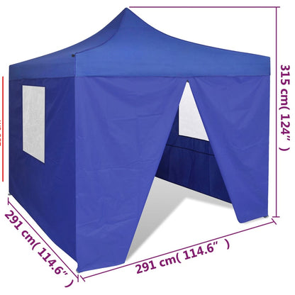 Tenda Pieghevole Blu 3 x 3 m con 4 Pareti - homemem39