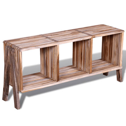 Mobiletto TV con 3 mensole impilabile in legno anticato di teak - homemem39