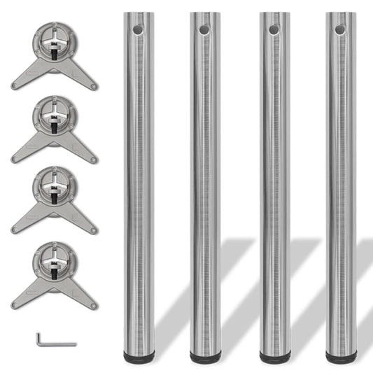 Set Gambe Tavolo 4 pz in Nickel Spazzolato Regolabili 710 mm - homemem39