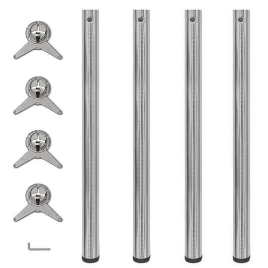 Set Gambe Tavolo 4 pz in Nickel Spazzolato Regolabili 870 mm - homemem39