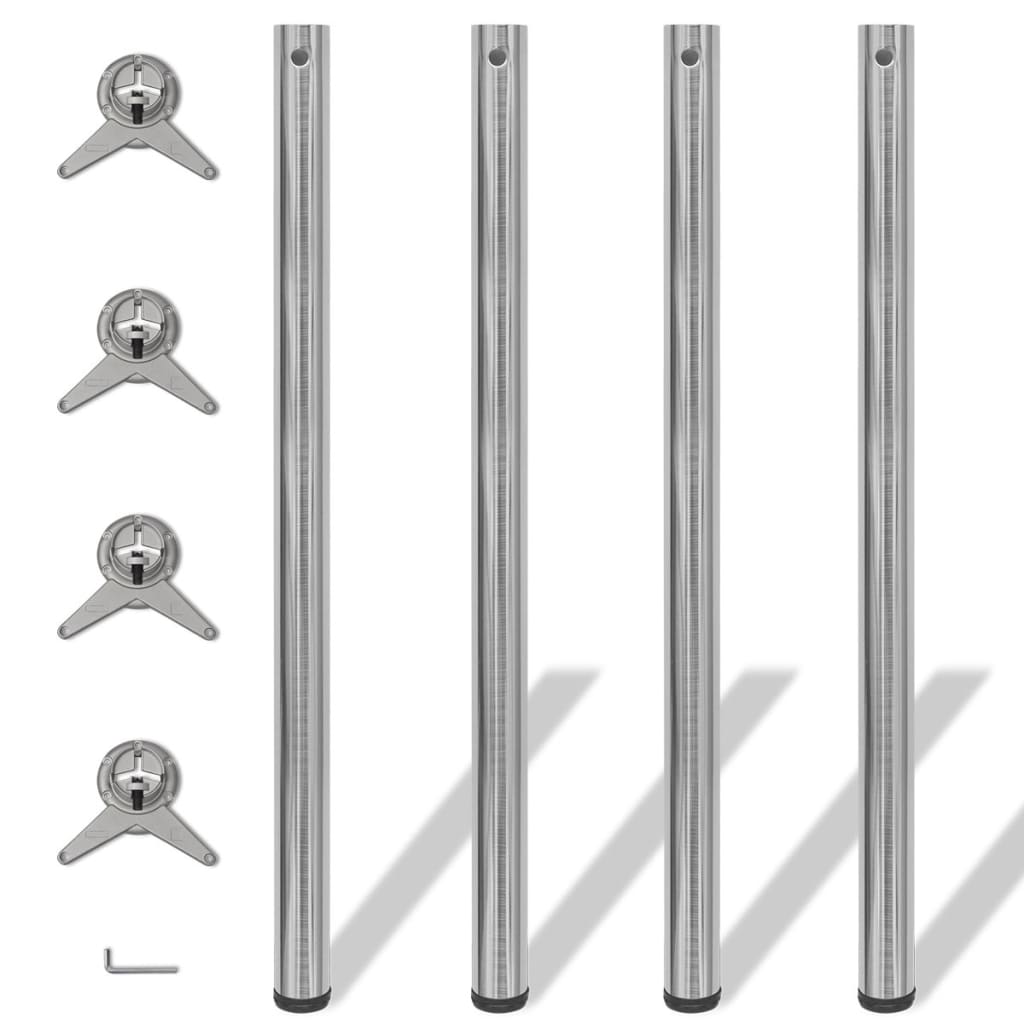 Set Gambe Tavolo 4 pz in Nickel Spazzolato Regolabili 1100 mm - homemem39