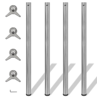 Set Gambe Tavolo 4 pz in Nickel Spazzolato Regolabili 1100 mm - homemem39
