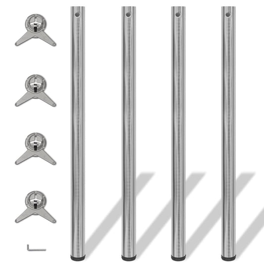 Set Gambe Tavolo 4 pz in Nickel Spazzolato Regolabili 1100 mm - homemem39