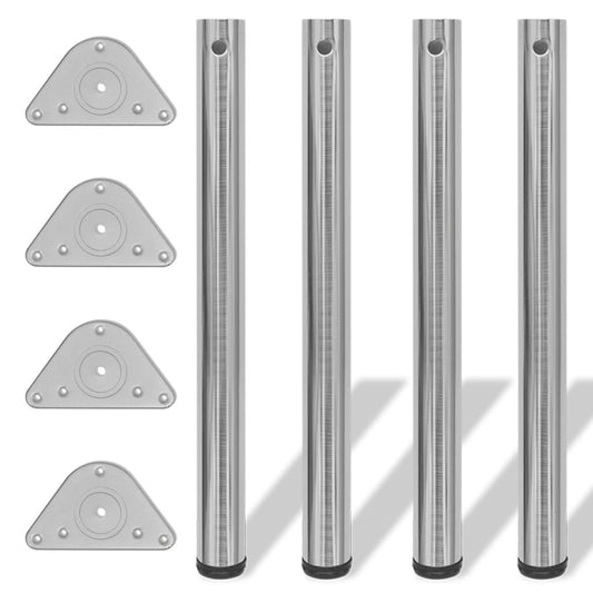Set Gambe Tavolo 4 pz in Nickel Spazzolato Regolabili 710 mm - homemem39