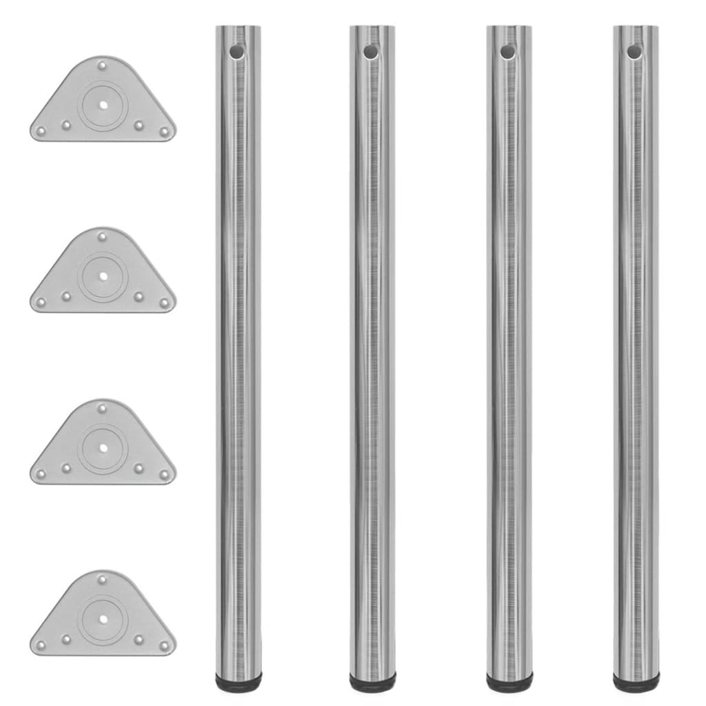 Set Gambe Tavolo 4 pz in Nickel Spazzolato Regolabili 870 mm - homemem39