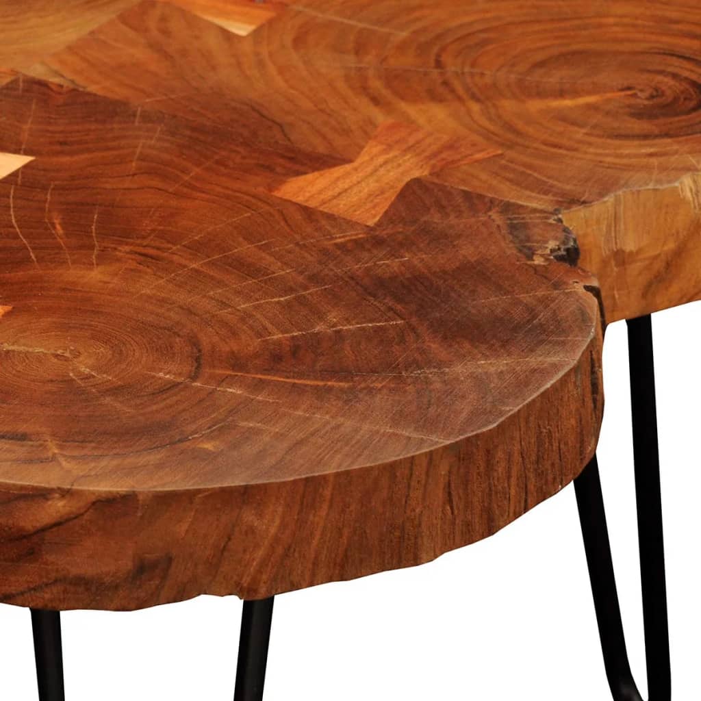 Tavolino da Caffè 35 cm 4 Tronchi in Legno Massello di Sheesham - homemem39