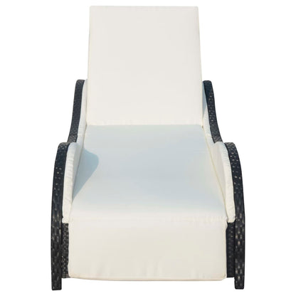 Lettino Prendisole con Cuscino in Polyrattan Nero - homemem39