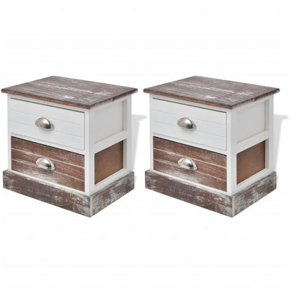 Comodini 2 pz Marrone e Bianco - homemem39