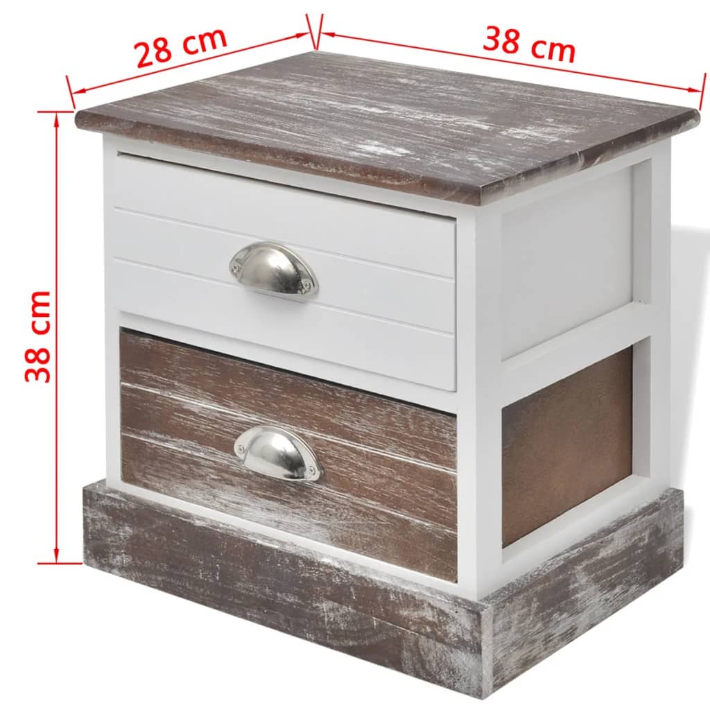 Comodini 2 pz Marrone e Bianco - homemem39
