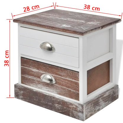 Comodini 2 pz Marrone e Bianco - homemem39