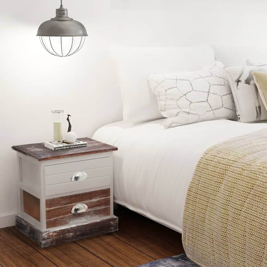 Comodini 2 pz Marrone e Bianco - homemem39