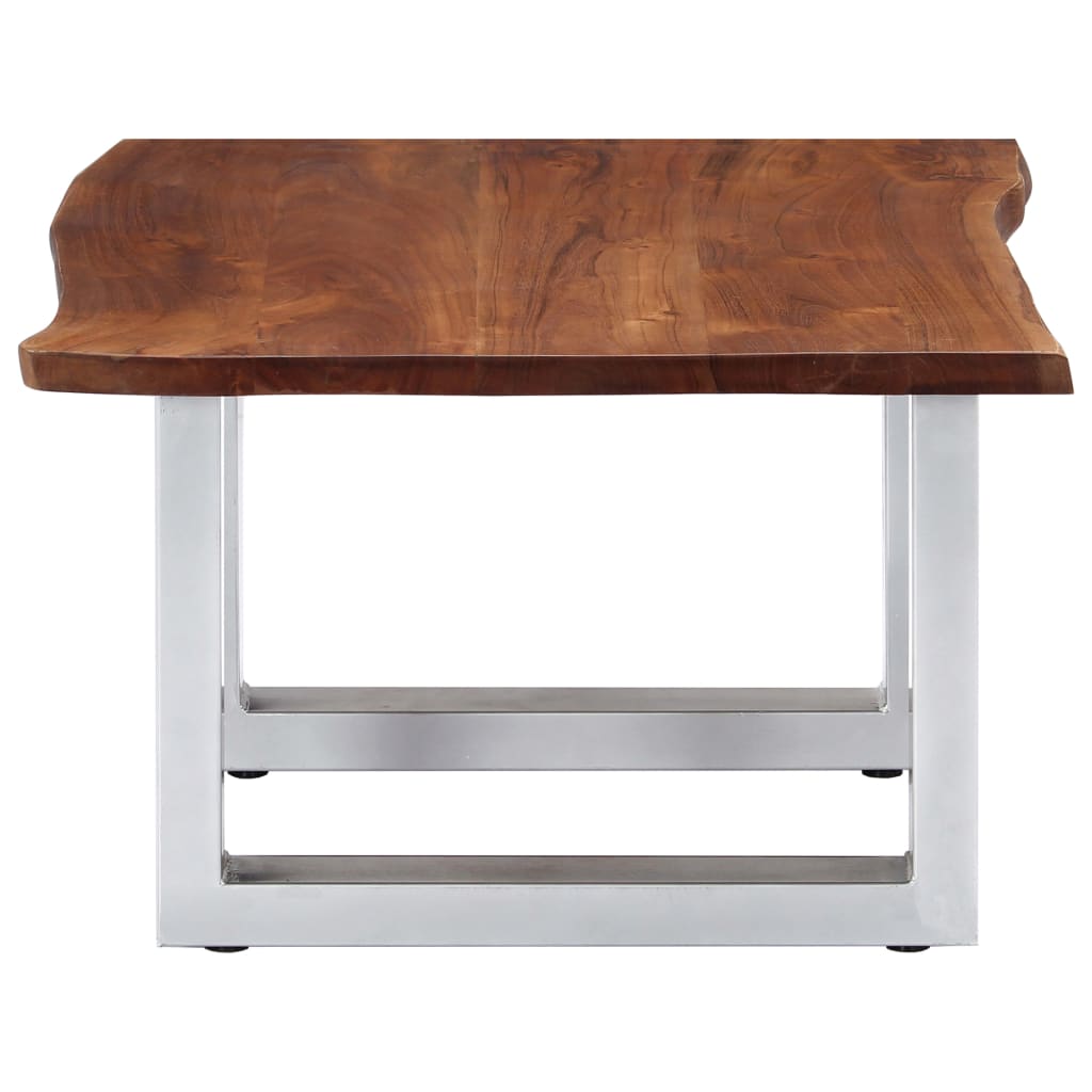 Tavolino da Caffè con Bordi Vivi 60x60x40 cm in Massello Acacia - homemem39