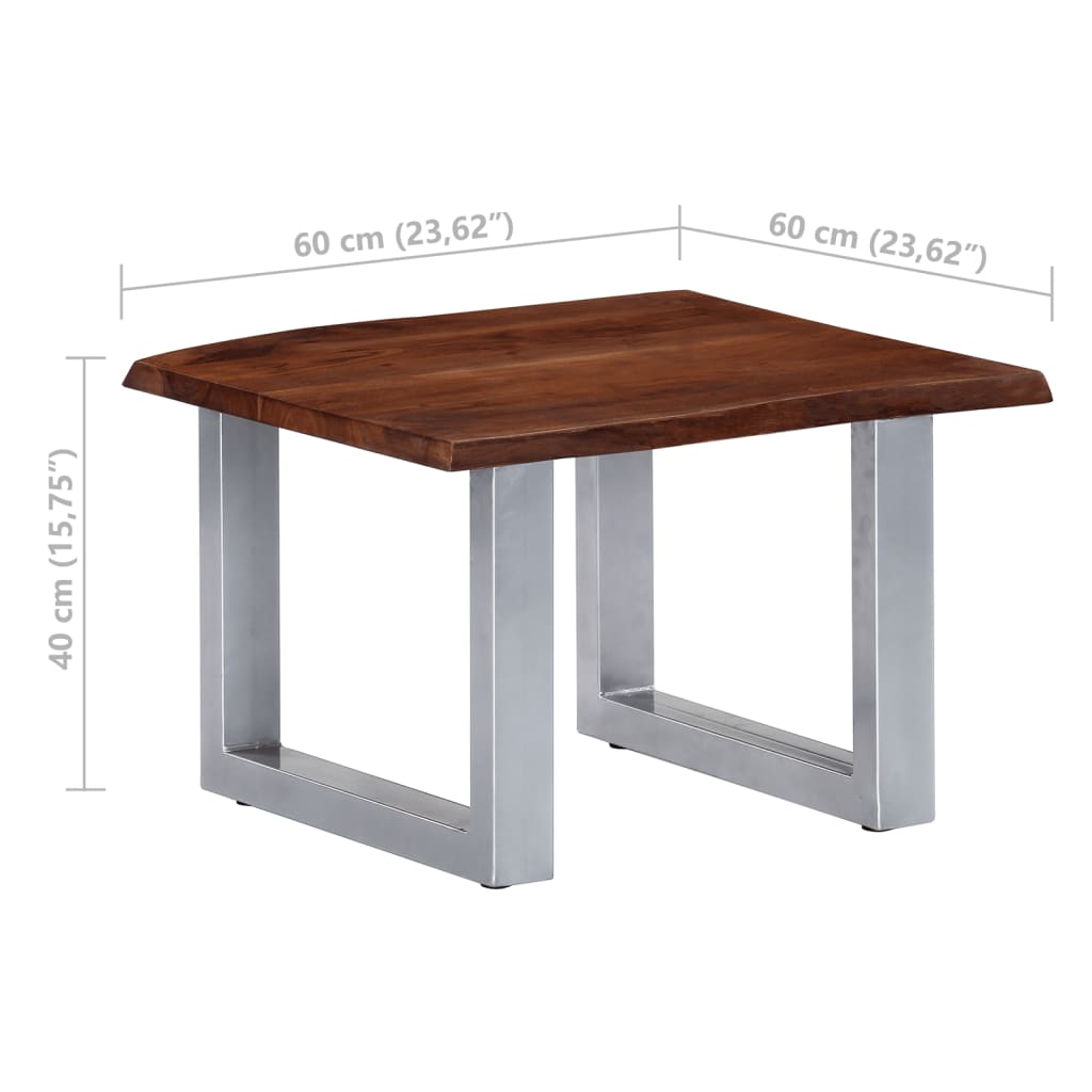 Tavolino da Caffè con Bordi Vivi 60x60x40 cm in Massello Acacia - homemem39