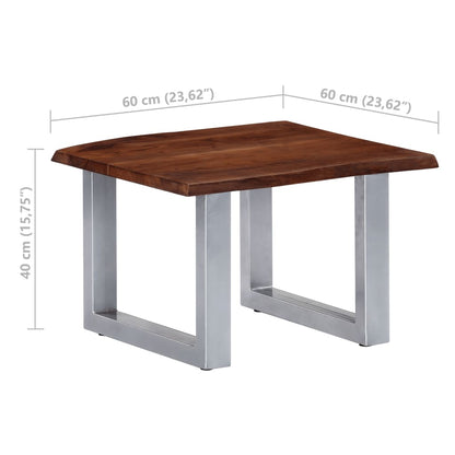 Tavolino da Caffè con Bordi Vivi 60x60x40 cm in Massello Acacia - homemem39
