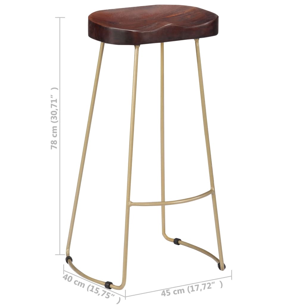 Sgabelli da Bar Gavin 2 pz Legno Massello di Mango - homemem39