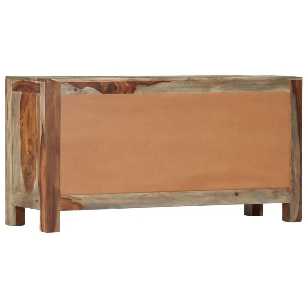 Credenza Grigia 100x30x50 cm in Legno Massello di Sheesham - homemem39