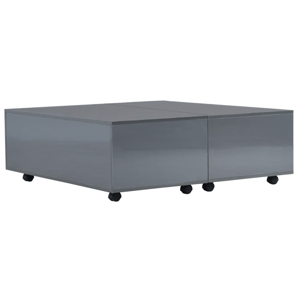 Tavolino da Caffè Grigio Lucido 100x100x35 cm - homemem39