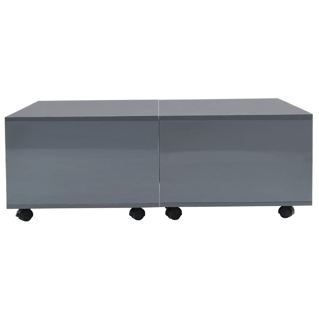 Tavolino da Caffè Grigio Lucido 100x100x35 cm - homemem39