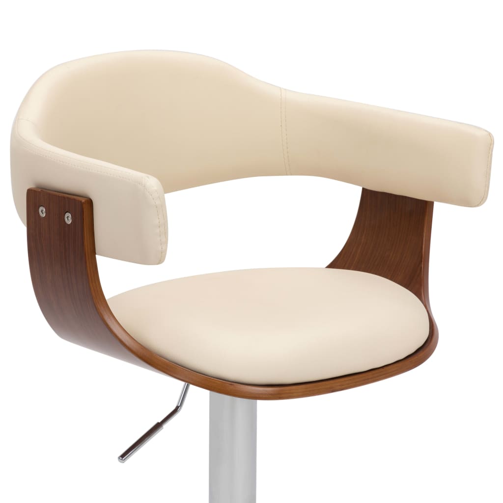 Sgabelli da Bar 2 pz Crema in Legno Piegato e Similpelle - homemem39