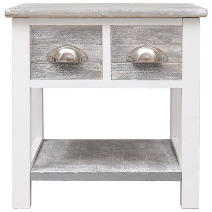 Tavolino Laterale Grigio 40x40x40 cm in Legno di Paulownia - homemem39