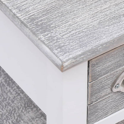 Tavolino Laterale Grigio 40x40x40 cm in Legno di Paulownia - homemem39