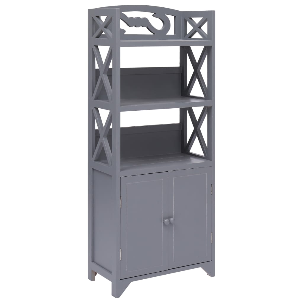 Armadietto da Bagno Grigio 46x24x116 cm Legno di Paulownia - homemem39