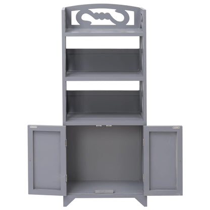 Armadietto da Bagno Grigio 46x24x116 cm Legno di Paulownia - homemem39