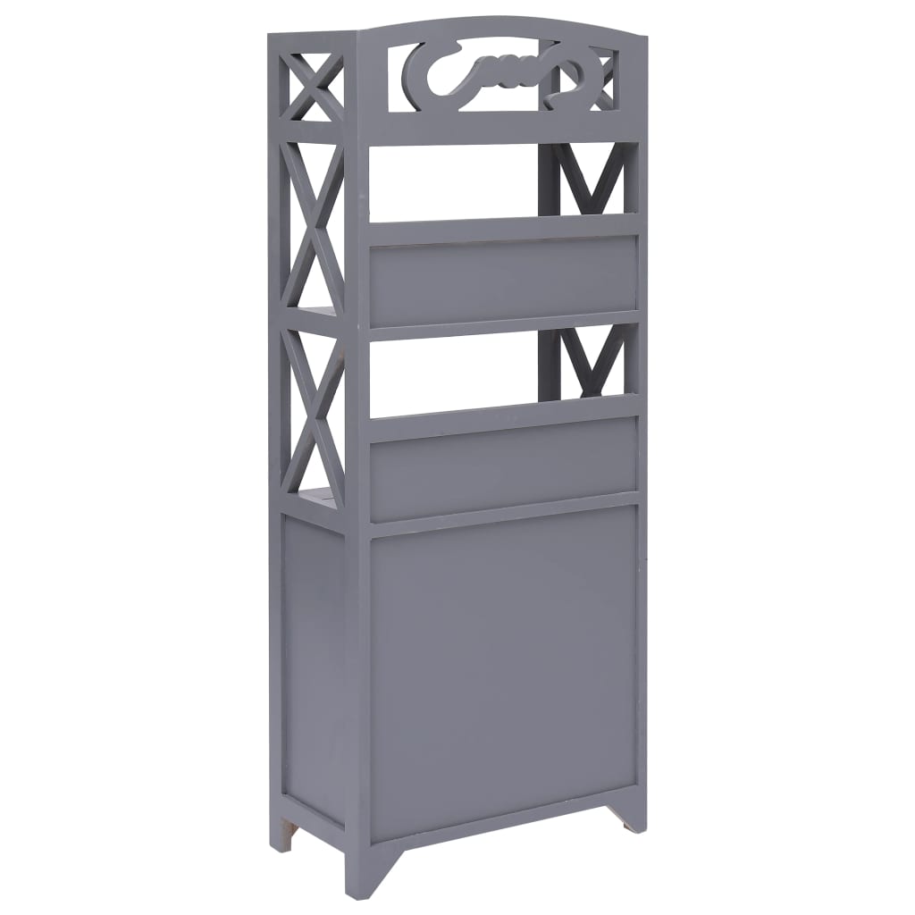 Armadietto da Bagno Grigio 46x24x116 cm Legno di Paulownia - homemem39