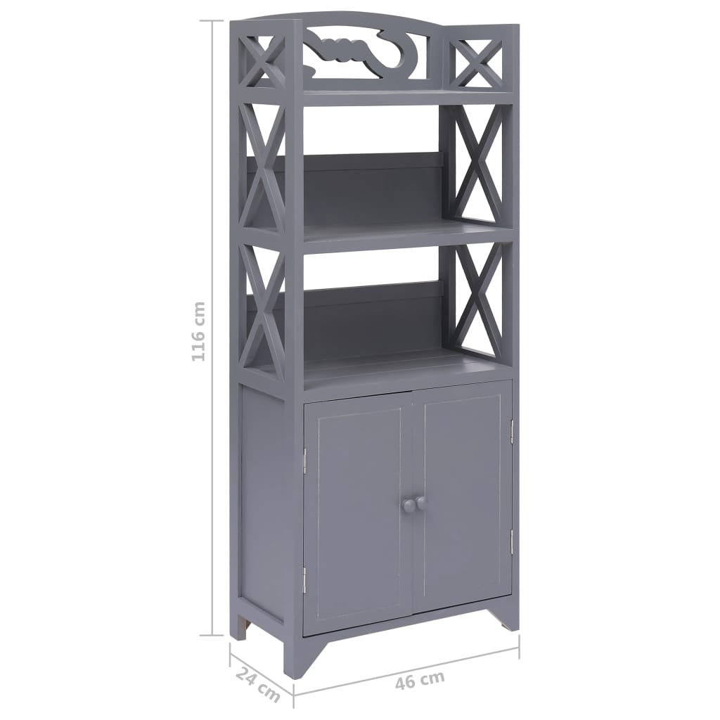 Armadietto da Bagno Grigio 46x24x116 cm Legno di Paulownia - homemem39