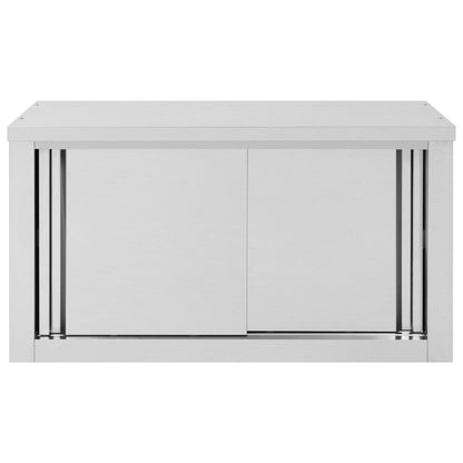 Armadio da Cucina con Ante Scorrevoli 90x40x50cm Acciaio Inox - homemem39
