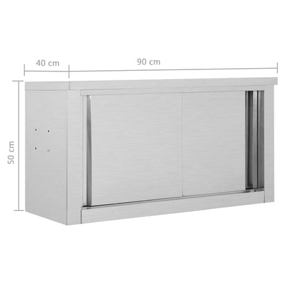 Armadio da Cucina con Ante Scorrevoli 90x40x50cm Acciaio Inox - homemem39