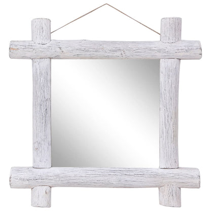 Specchio con Tronchi Bianco 70x70 cm Legno Massello di Recupero - homemem39